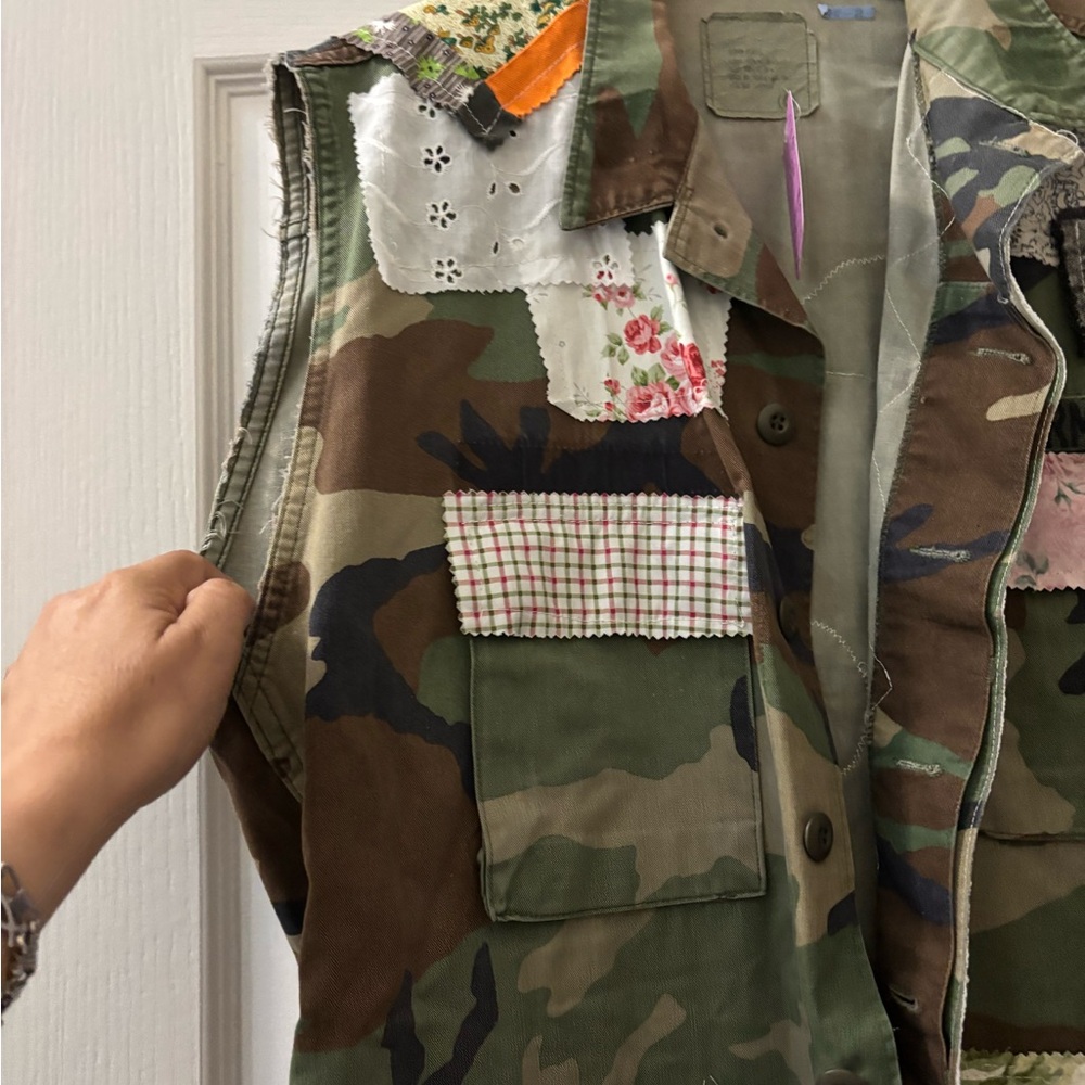 Up Cycled Camouflage Patchwork Vest - image 7